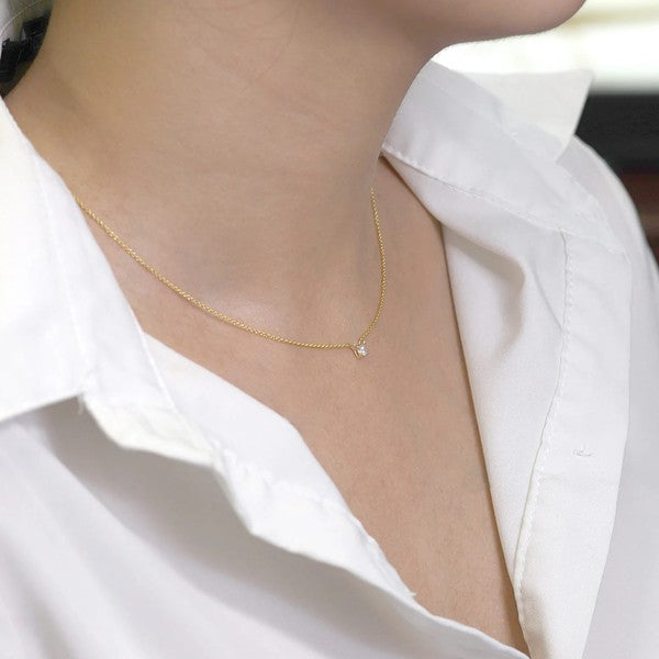 Golden Hour | Solitaire 4-Prong Diamond Necklace