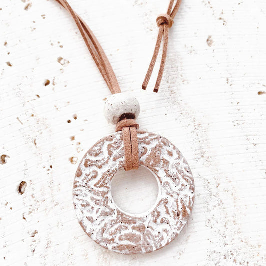 Isola Bella | Block Printed Stoneware Pendant Necklace