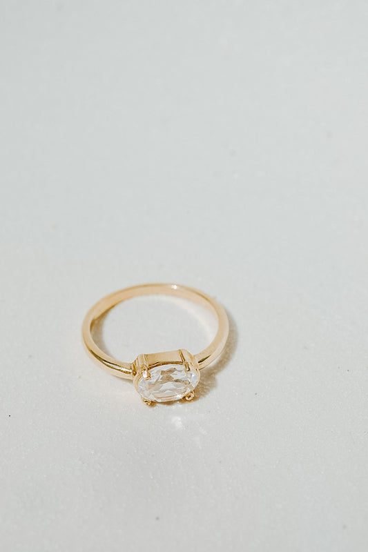 Katherine Stuart | 14k Gold Large White Sapphire Beatrice Oval Ring