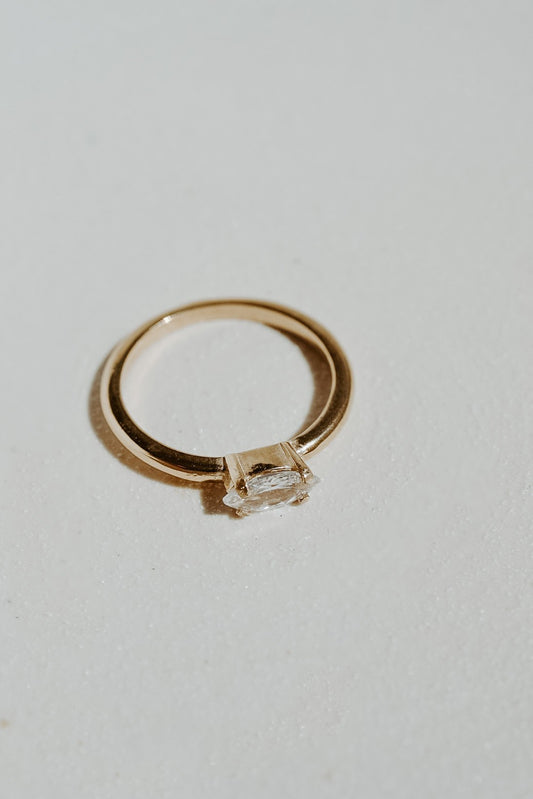 Katherine Stuart | 14k Gold Large White Sapphire Marquise Ring