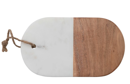 Creative Co-Op | Marble & Acacia Wood Cheese/Cutting Board