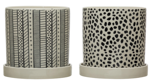 Creative Co-op | Stoneware Planter with Saucer