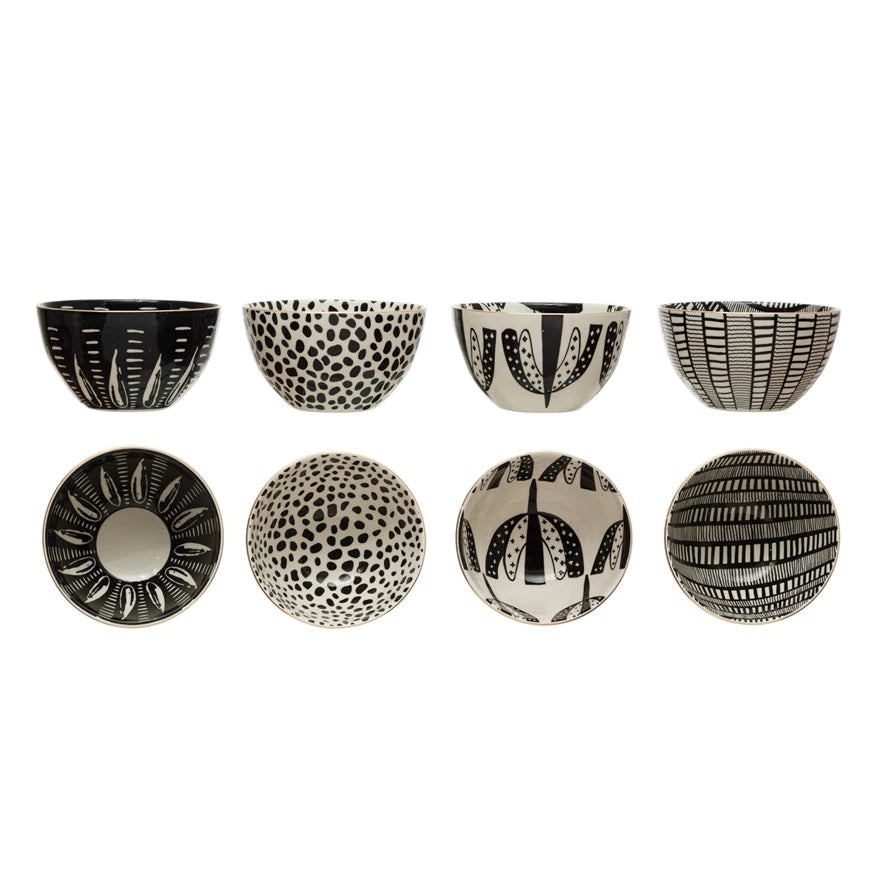 Creative Co-Op | Black/Gold Stoneware Bowls