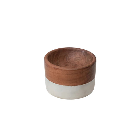 Creative Co-Op | Marble & Acacia Wood Pinch Pot