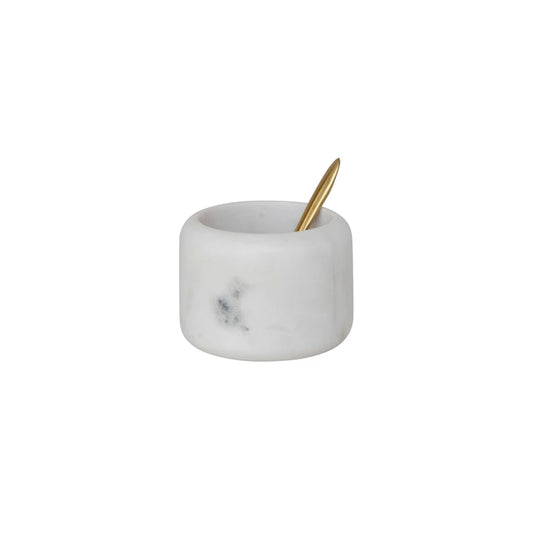 Creative Co-Op | Marble Pinch Pot w/ Brass Spoon