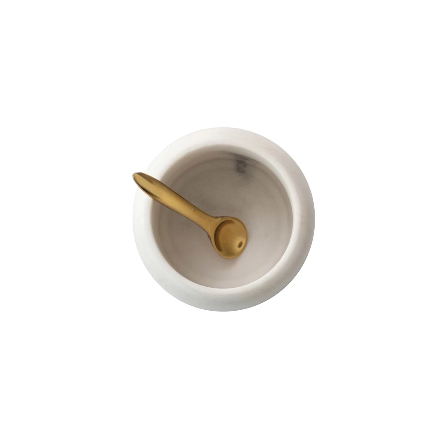 Creative Co-Op | Marble Pinch Pot w/ Brass Spoon