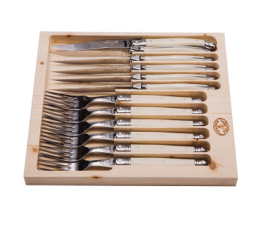 Jean Dubost 12 Pc Cutlery Set with Ivory Handles