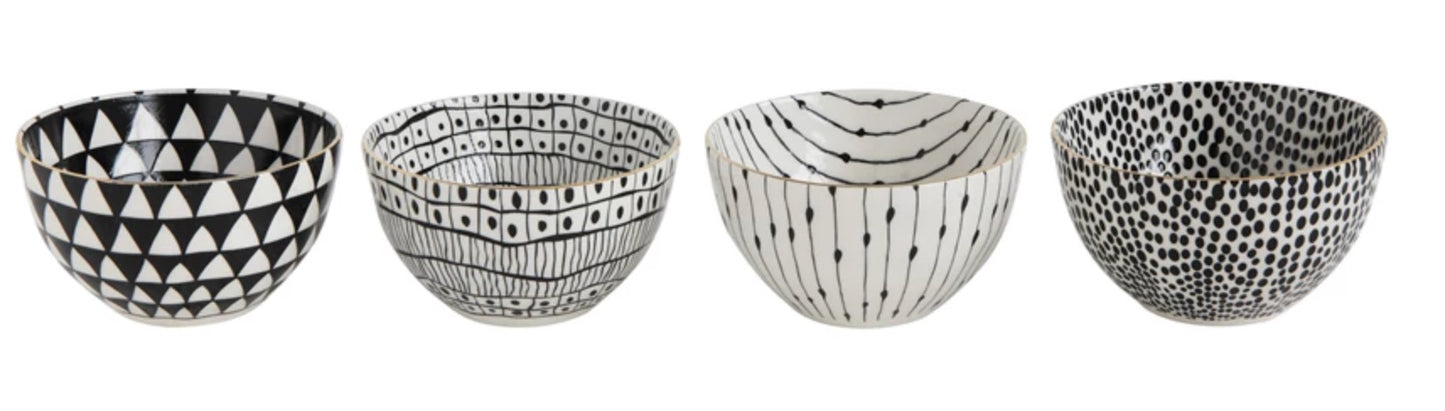 Creative Co-Op | Black/Gold Stoneware Bowls