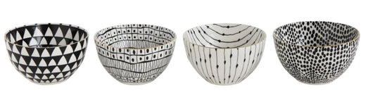 Creative Co-Op | Black/Gold Stoneware Bowls
